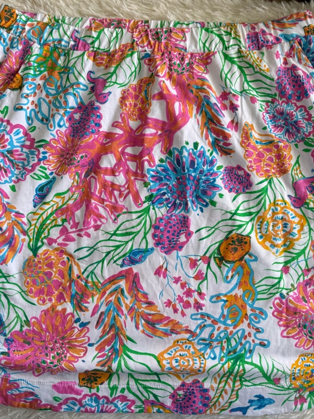 fresh produce Sea Garden Print Skirt in White, Pink, Green, Blue, Yellow